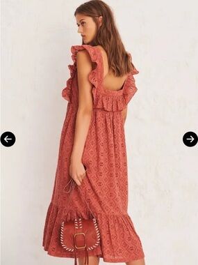 ba&sh Byrd Broderie Anglaise Midi Dress in Peche